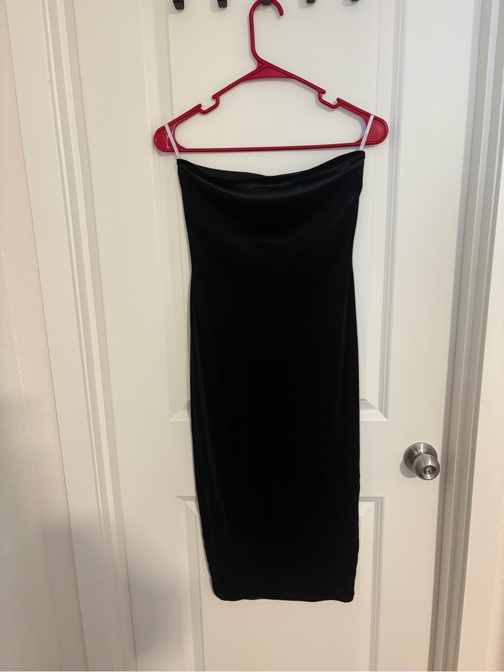DNA couture Black Strapless Cowl Neck Midi Dress